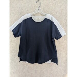 Madewell 1937 B9122 Black White Stripe Contrast Short Sleeve Top Womens S
